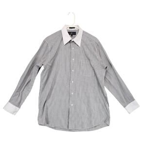 Giorgio Brutini Men's M Black White Striped Tailored Dress Shirt Formal Dapper
